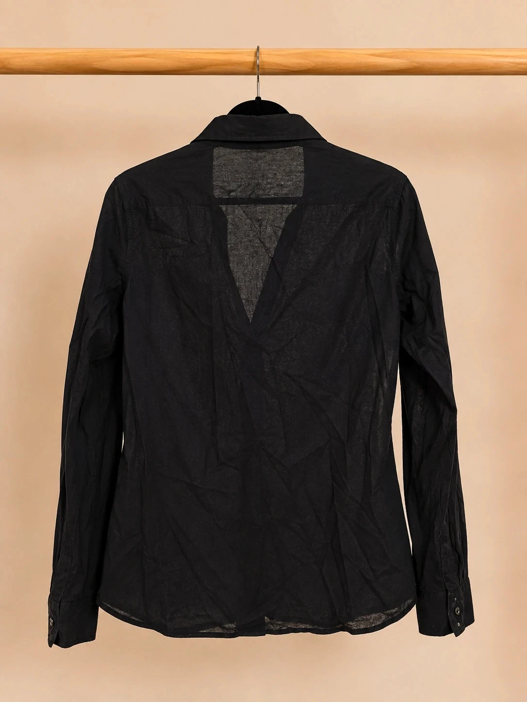 Zwarte H&M katoenen slanke blouse met lange mouwen T40/42 L – photo 2